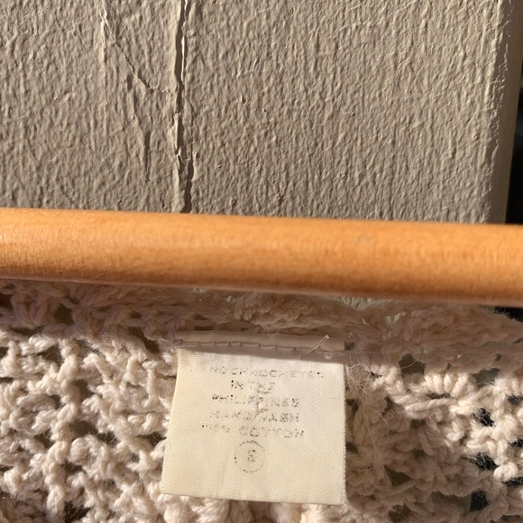 Crochet 🧶 macramé 3/4 sleeves handmade off white sweater size S - Picture 3 of 12